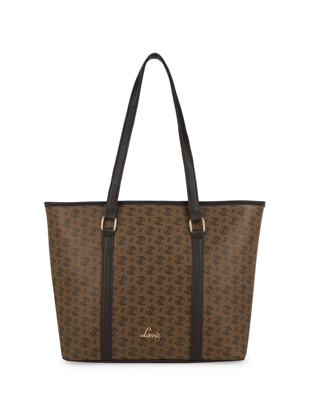 

Lavie Women Brand Logo Printed Shopper Leather Shoulder Bag, Coffee brown
