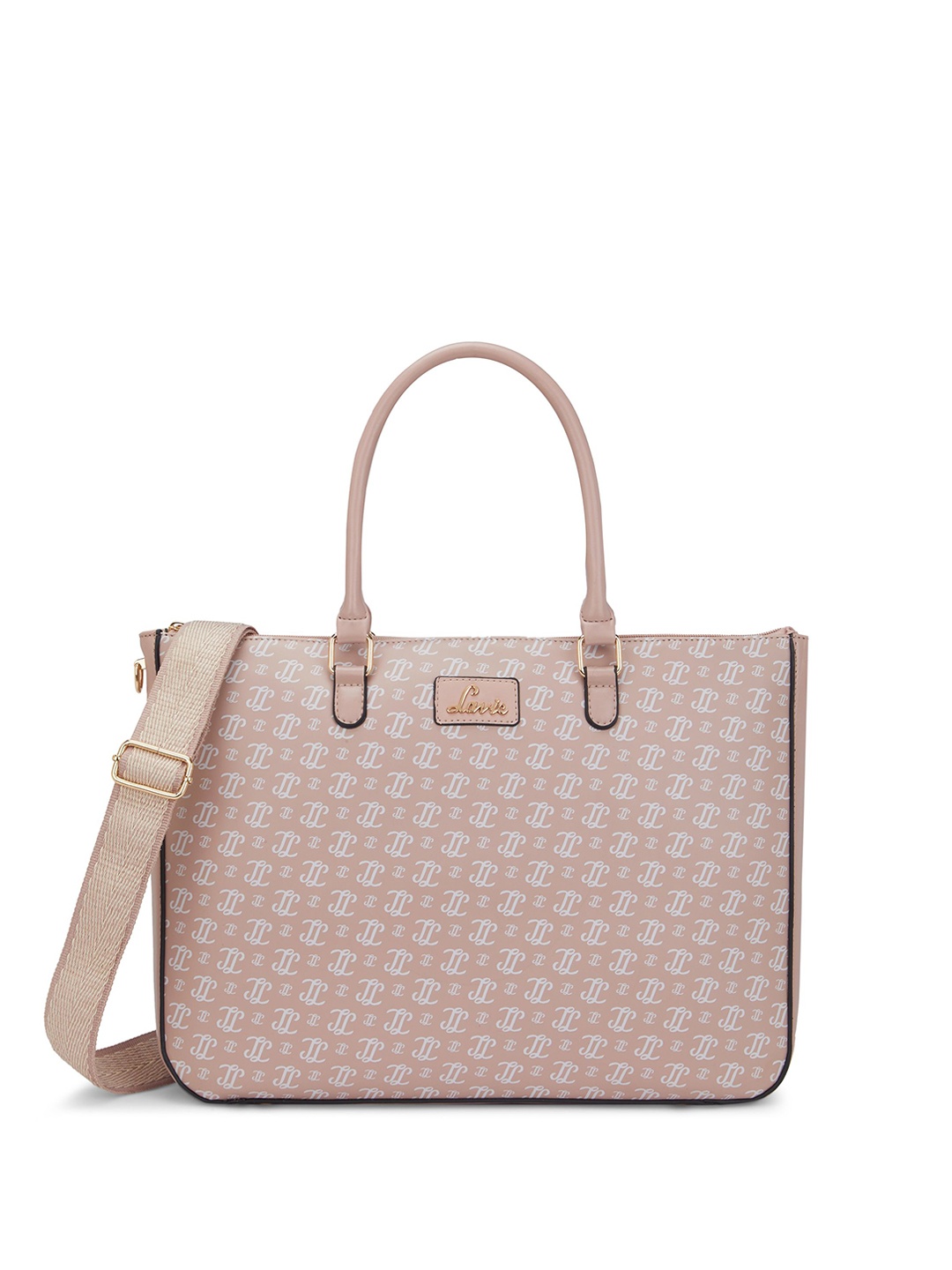 

Lavie Women Brand Logo Printed Structured Leather Shoulder Bag, Peach
