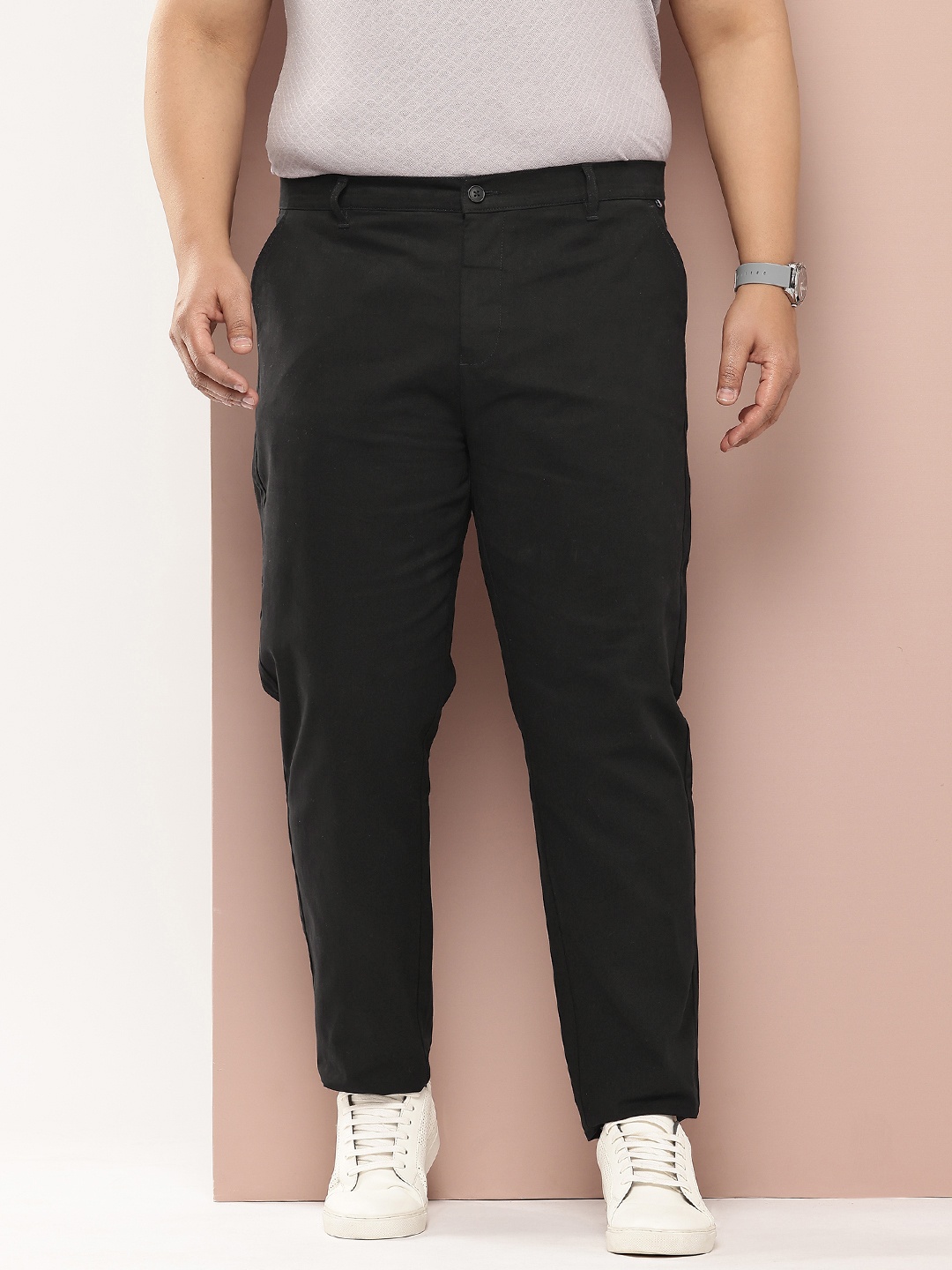 

Thomas Scott Men Plus Size Smart Easy Wash Pure Cotton Chinos Trousers, Black