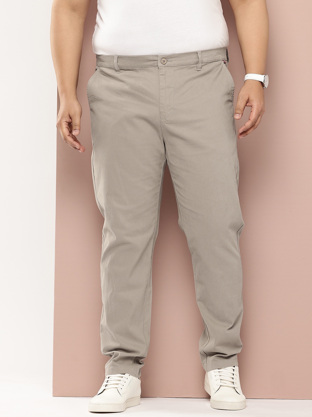 

Thomas Scott Men Plus Size Smart Easy Wash Pure Cotton Chinos Trousers, Grey