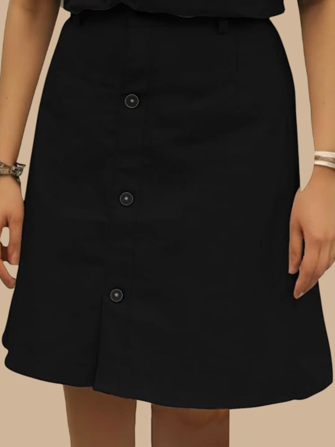 

Infirax Woman Cotton A-Line Drill Skirt, Black