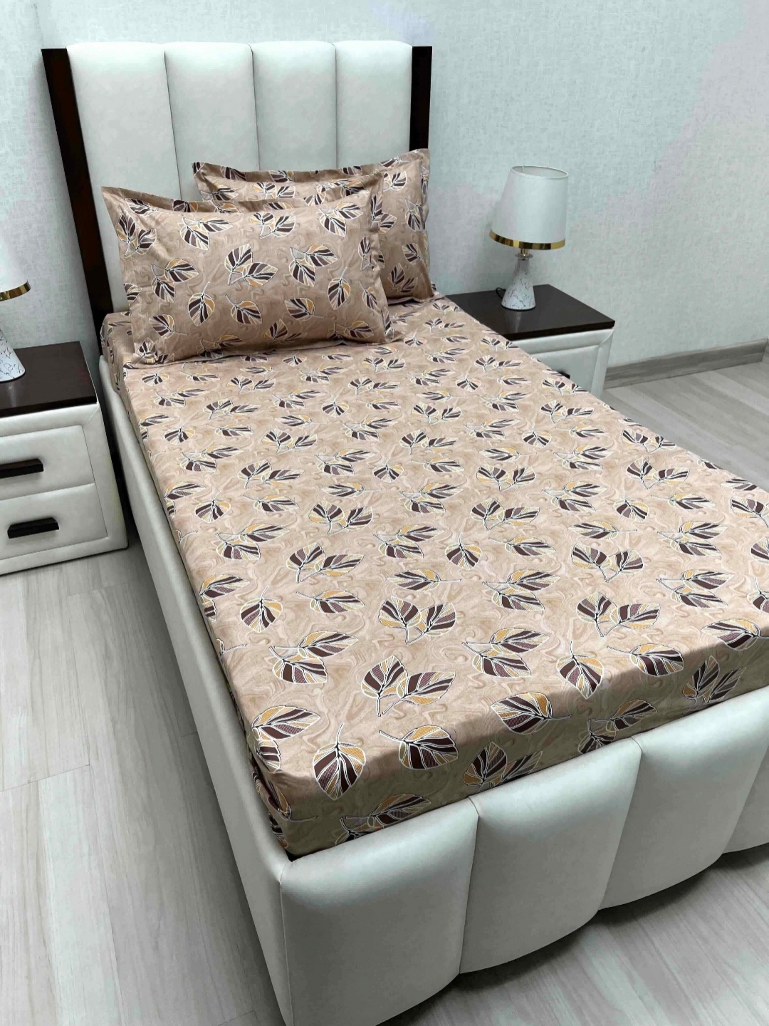

Pure Decor Cotton Single Bed Size Bedsheet With 2 Pillow Covers 1.73m X 2.36m, Brown