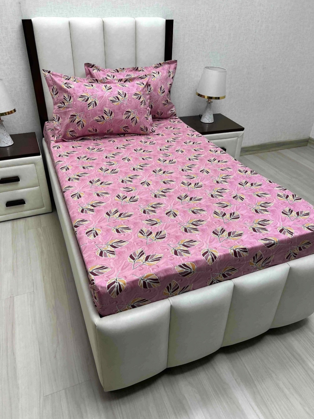 

Pure Decor Cotton Single Bed Size Bedsheet With 2 Pillow Covers 1.73m X 2.36m, Pink