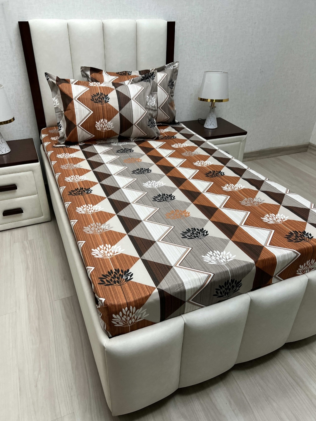 

Pure Decor Cotton Single Bed Size Bedsheet With 2 Pillow Covers 1.73m X 2.36m, Brown