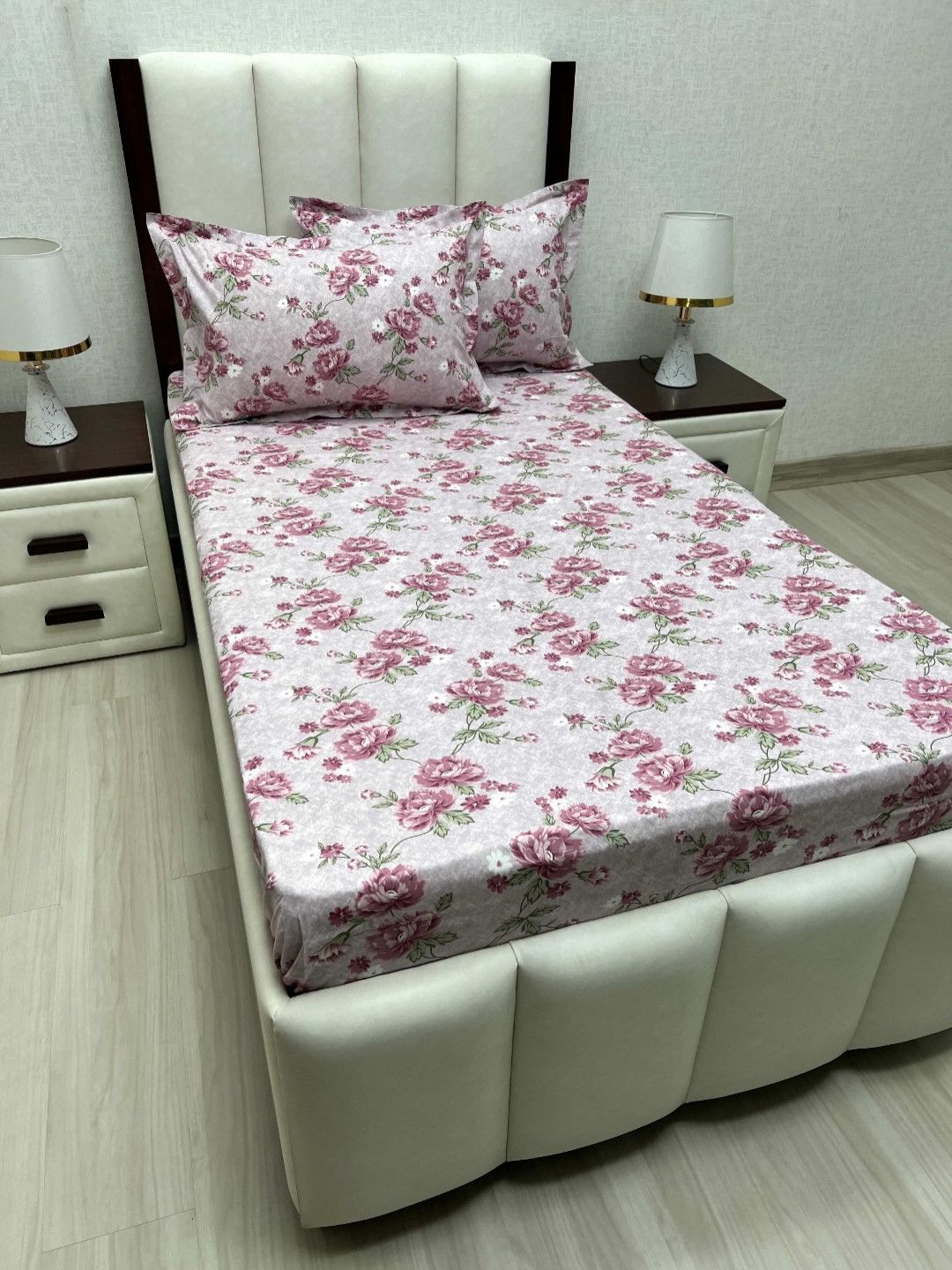 

Pure Decor Cotton Single Bed Size Bedsheet With 2 Pillow Covers 1.73m X 2.36m, Grey