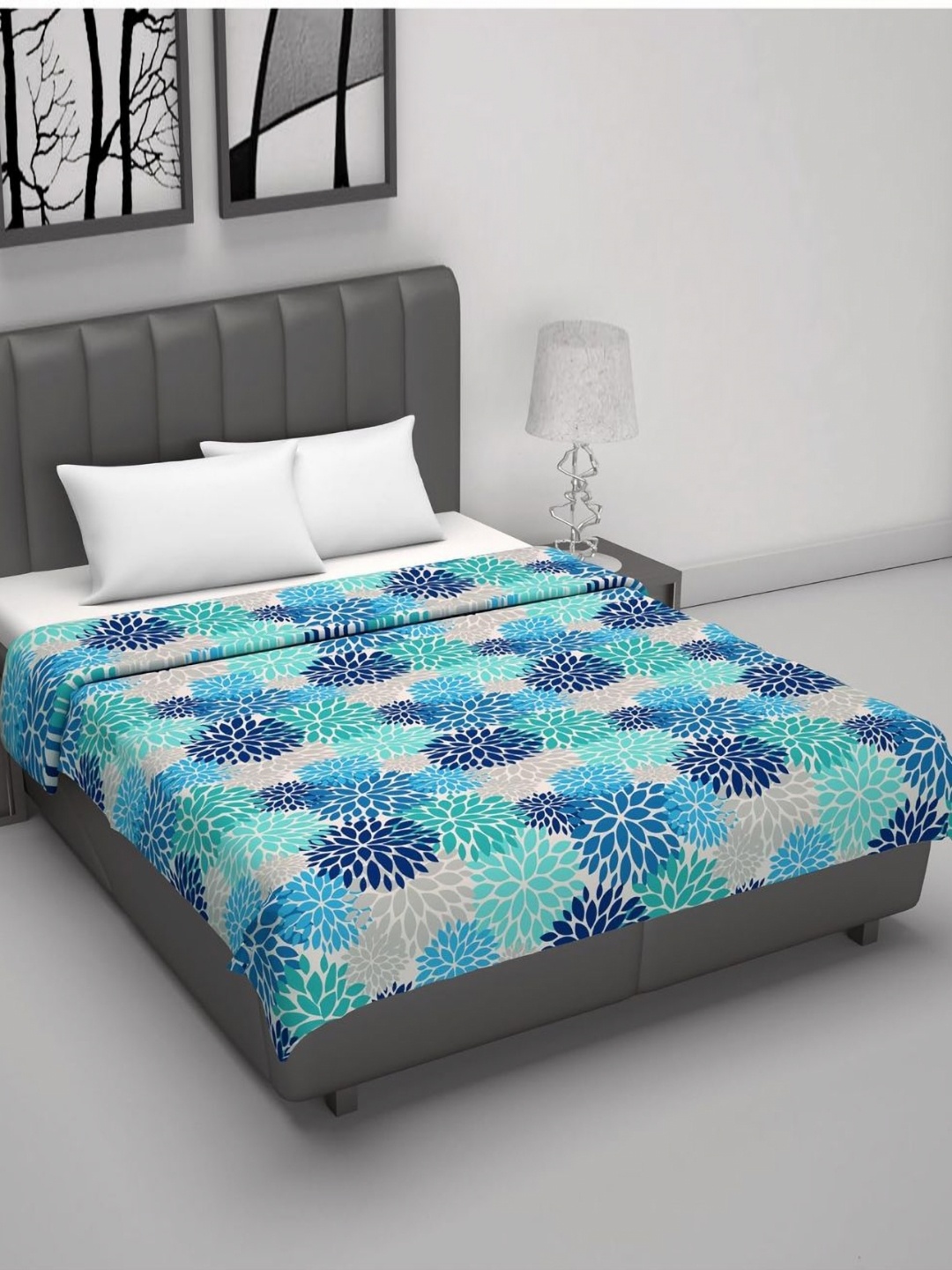 

Divine Casa Florate Blue & Green Floral AC Room Reversible 120 GSM Double Bed Dohar