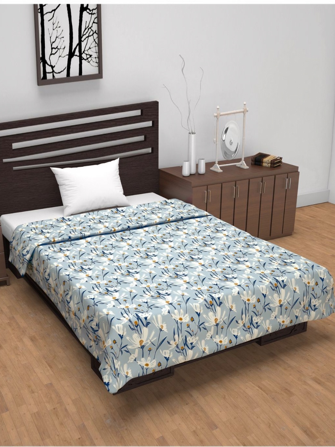 

Divine Casa Florate Blue & White Floral Cotton AC Room Reversible 120 GSM Single Bed Dohar