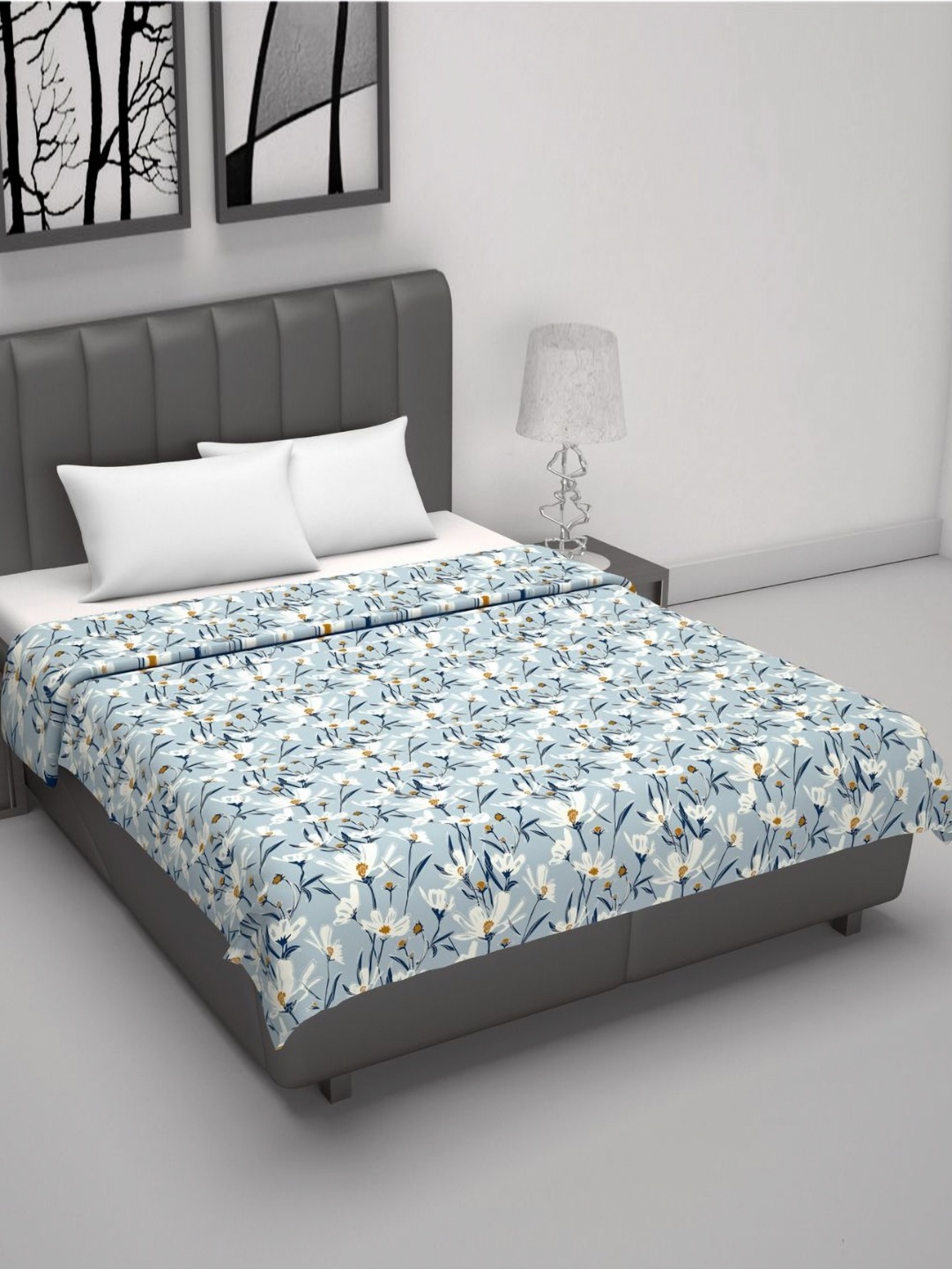 

Divine Casa Florate Blue Floral Cotton AC Room Reversible AC Room 120 GSM Double Bed Dohar