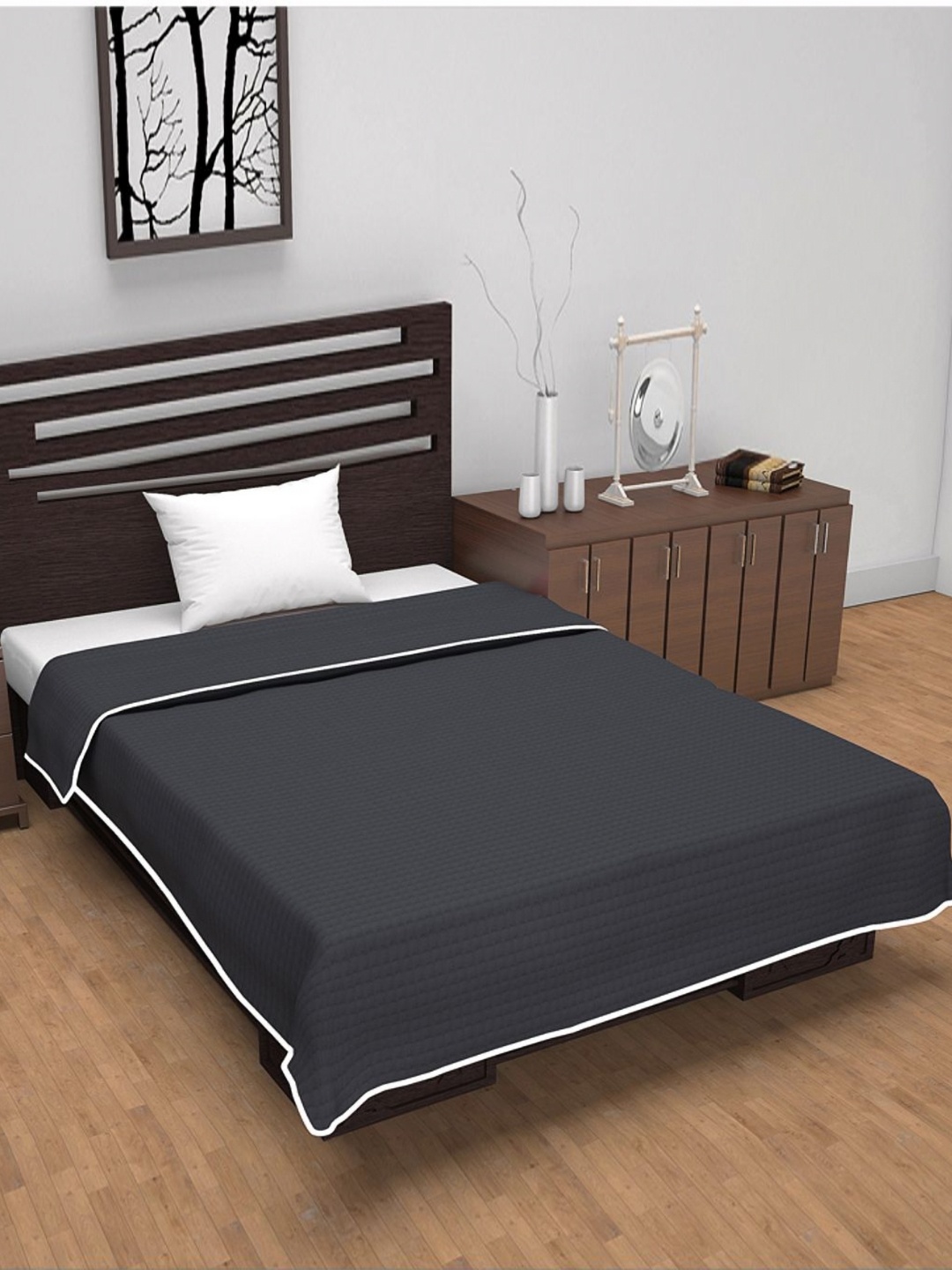 

Divine Casa Florate Grey Geometric Cotton AC Room Reversible 210 GSM Single Bed Dohar