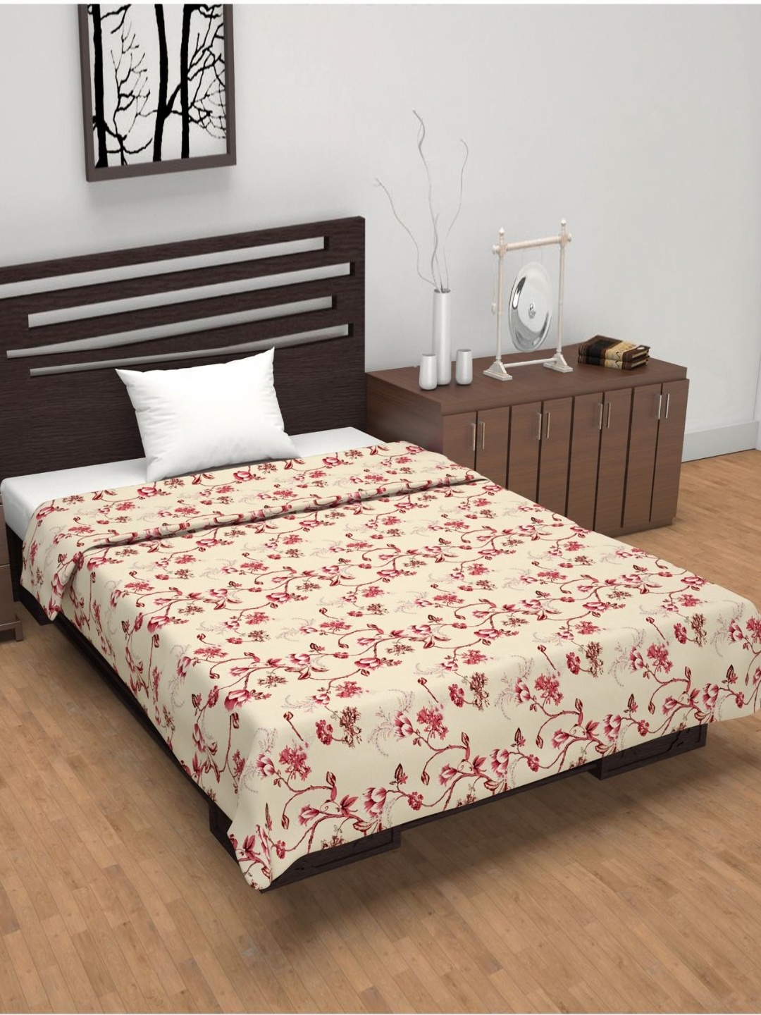 

Divine Casa Florate Beige & Pink Floral Cotton AC Room Reversible 120 GSM Single Bed Dohar