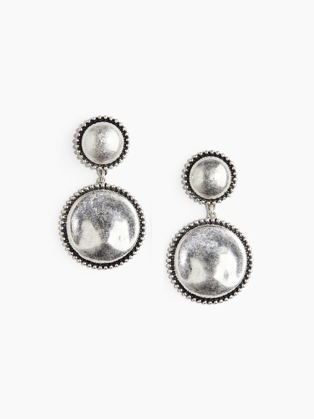 

H&M Metal-Disc Pendant Earrings, Silver