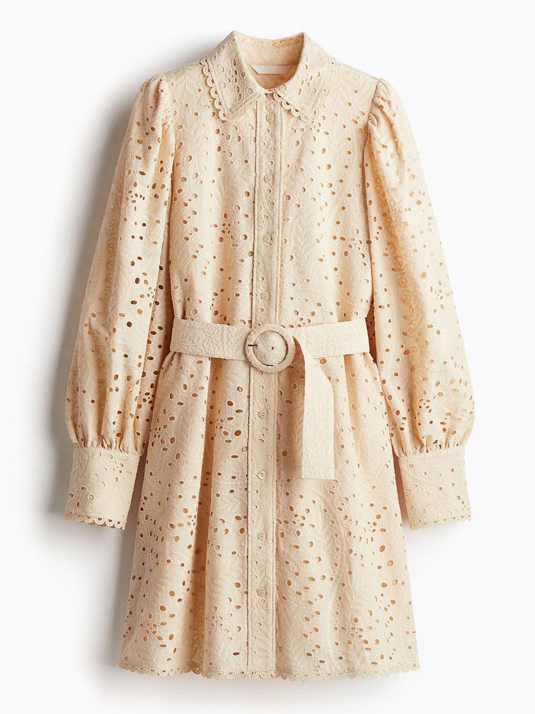 

H&M Broderie Anglaise Shirt Dress, Beige