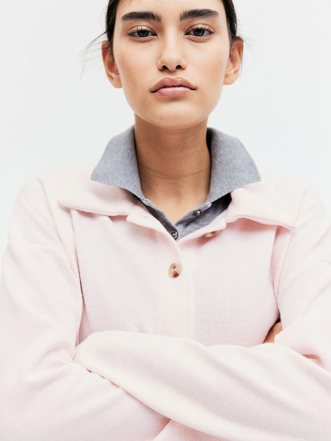 

H&M Collared Cardigan, Pink