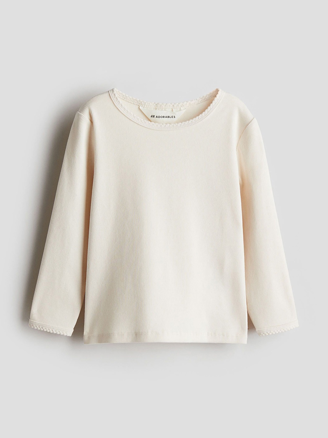 

H&M Girls Ribbed Cotton Top, White