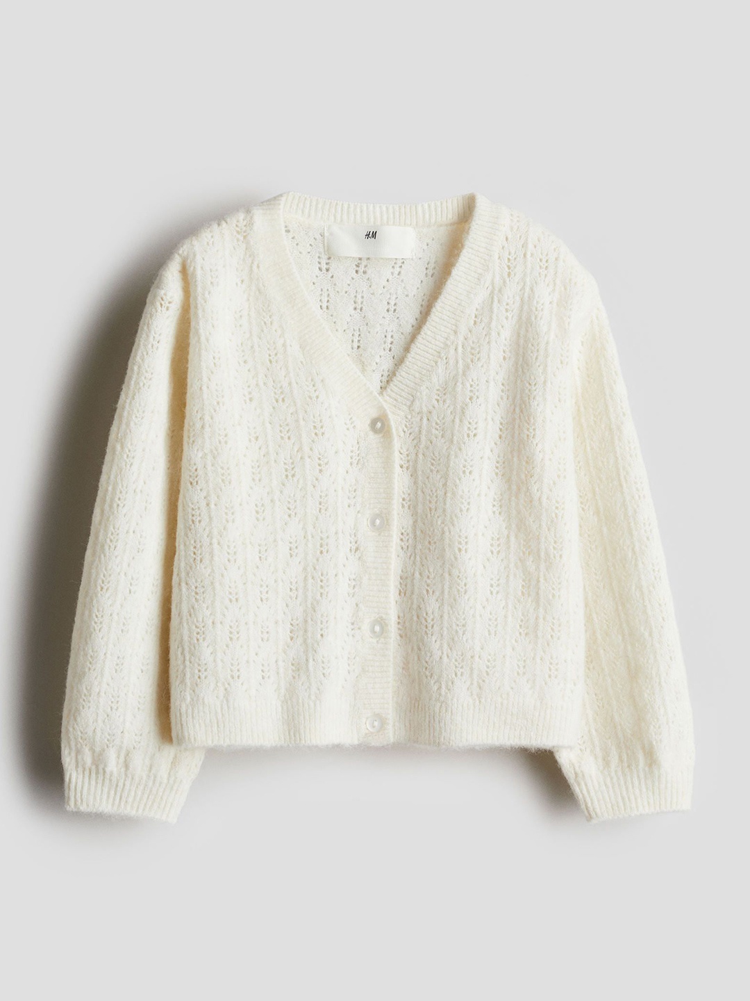 

H&M Pointelle-Knit Cardigan, White