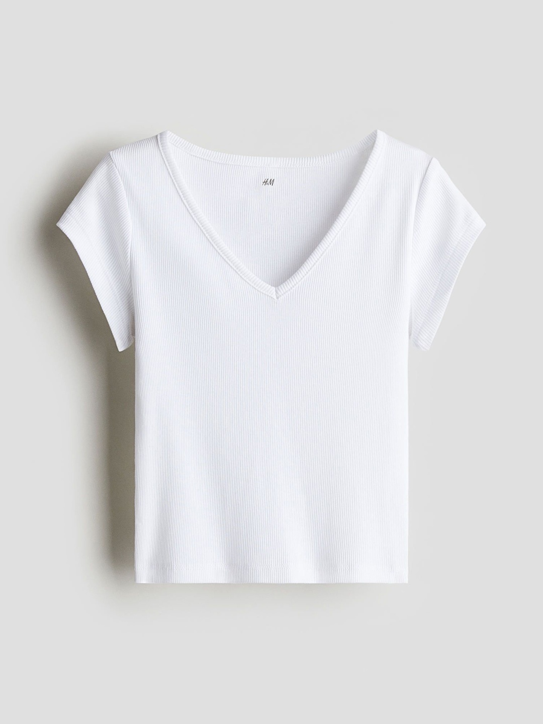 

H&M Ribbed Cotton Jersey Top, White