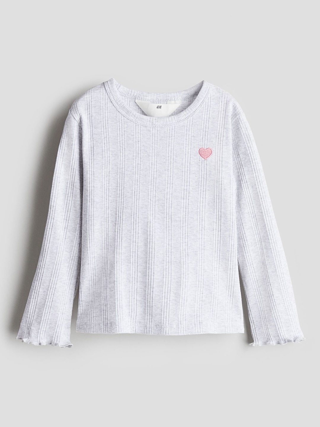 

H&M Embroidery-Detail Jersey Top, Grey