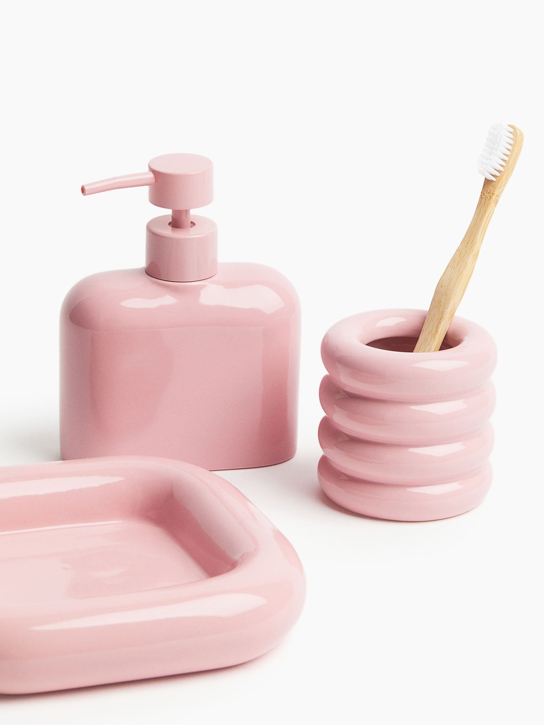 

H&M Pink Stoneware Soap Dispenser