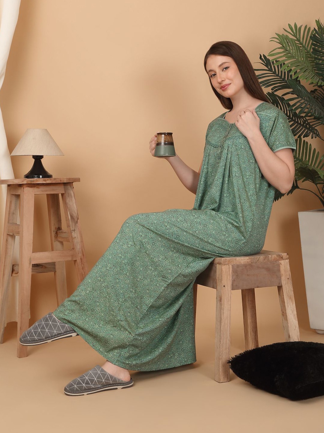 

Sweet Dreams Printed Maxi Nightdress, Green