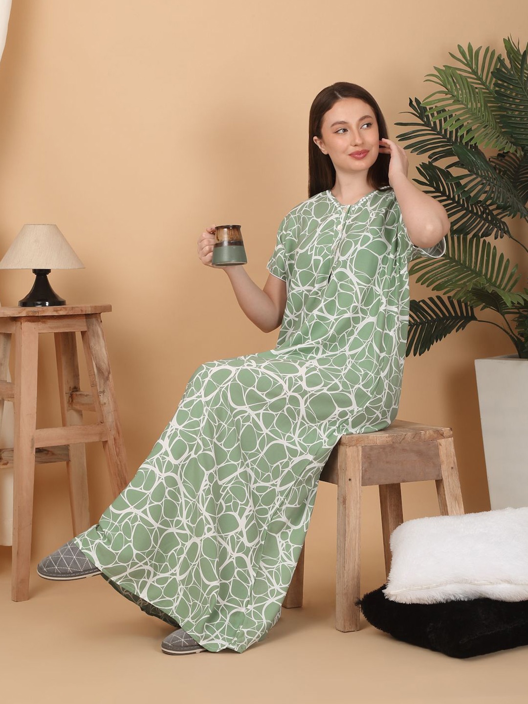 

Sweet Dreams Printed Maxi Nightdress, Green