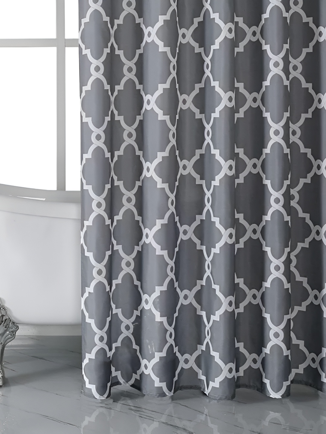 

HomeCloud Grey & White Printed Waterproof Shower Curtain