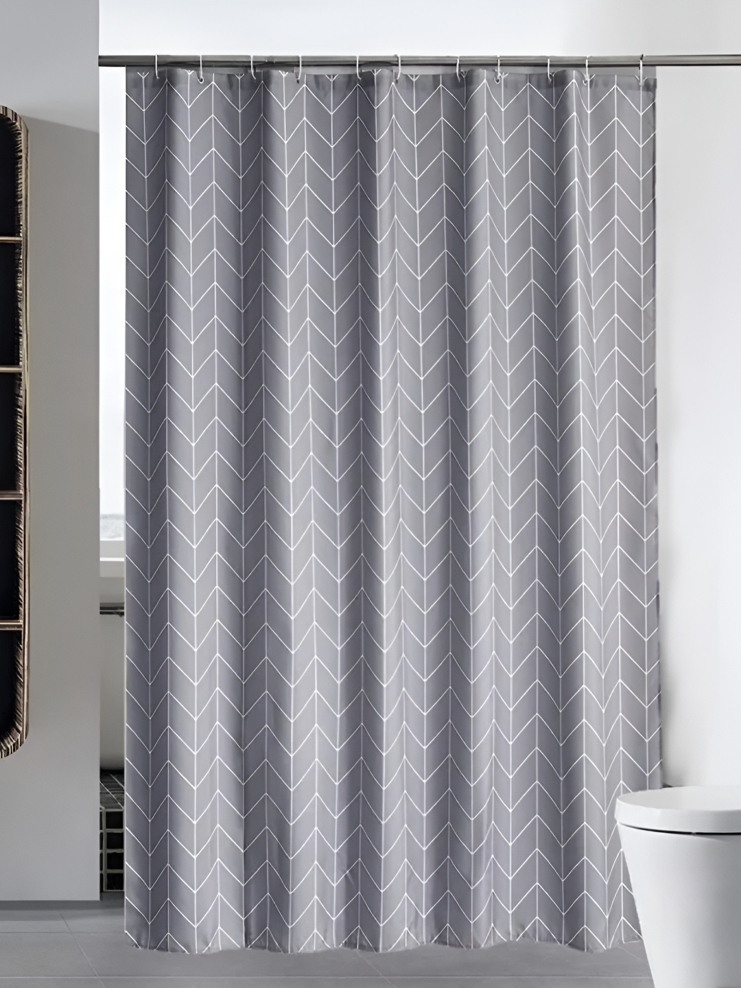 

HomeCloud Grey & White Printed Waterproof Shower Curtain