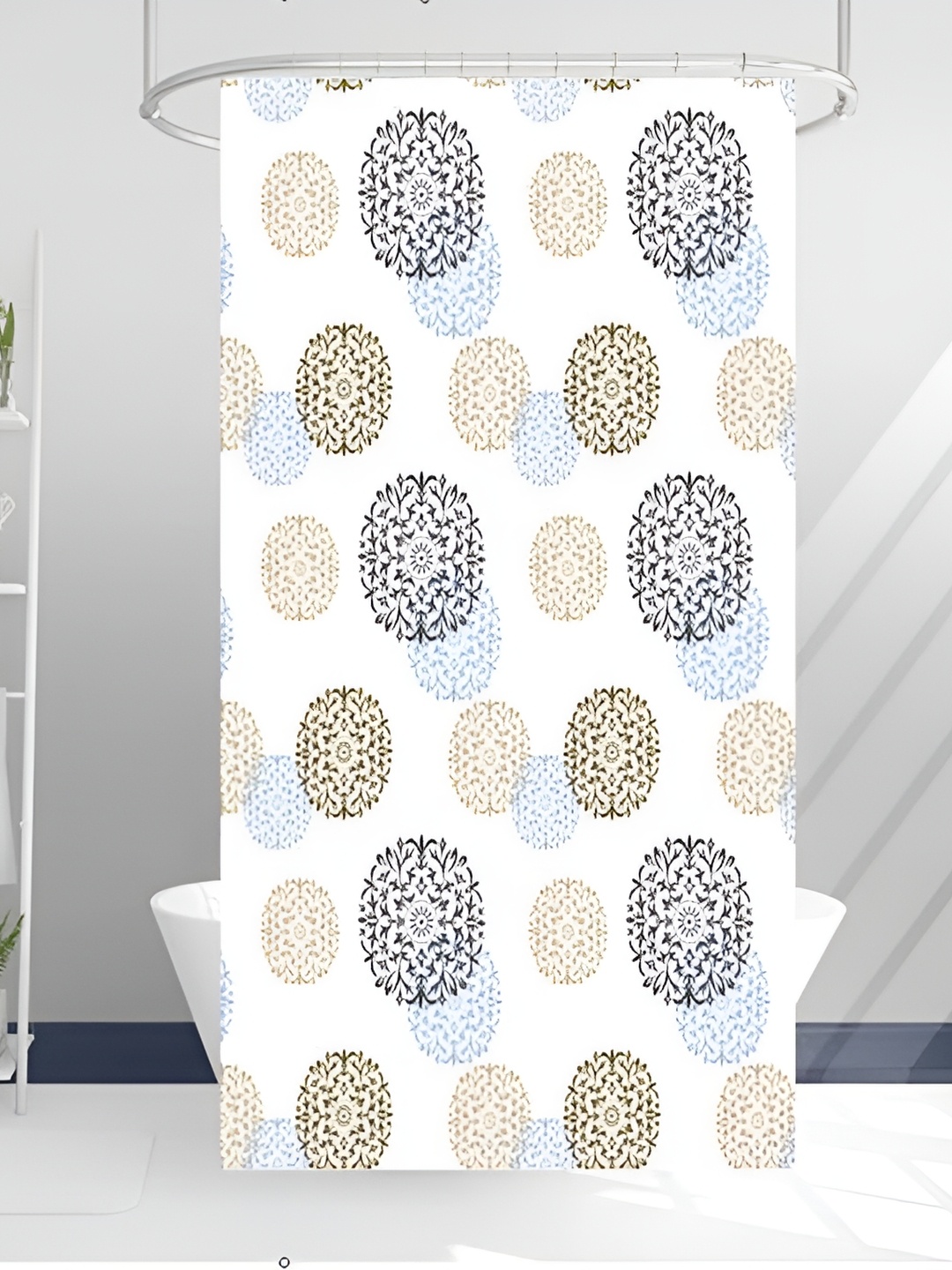 

HomeCloud White & Black Printed Waterproof Shower Curtain