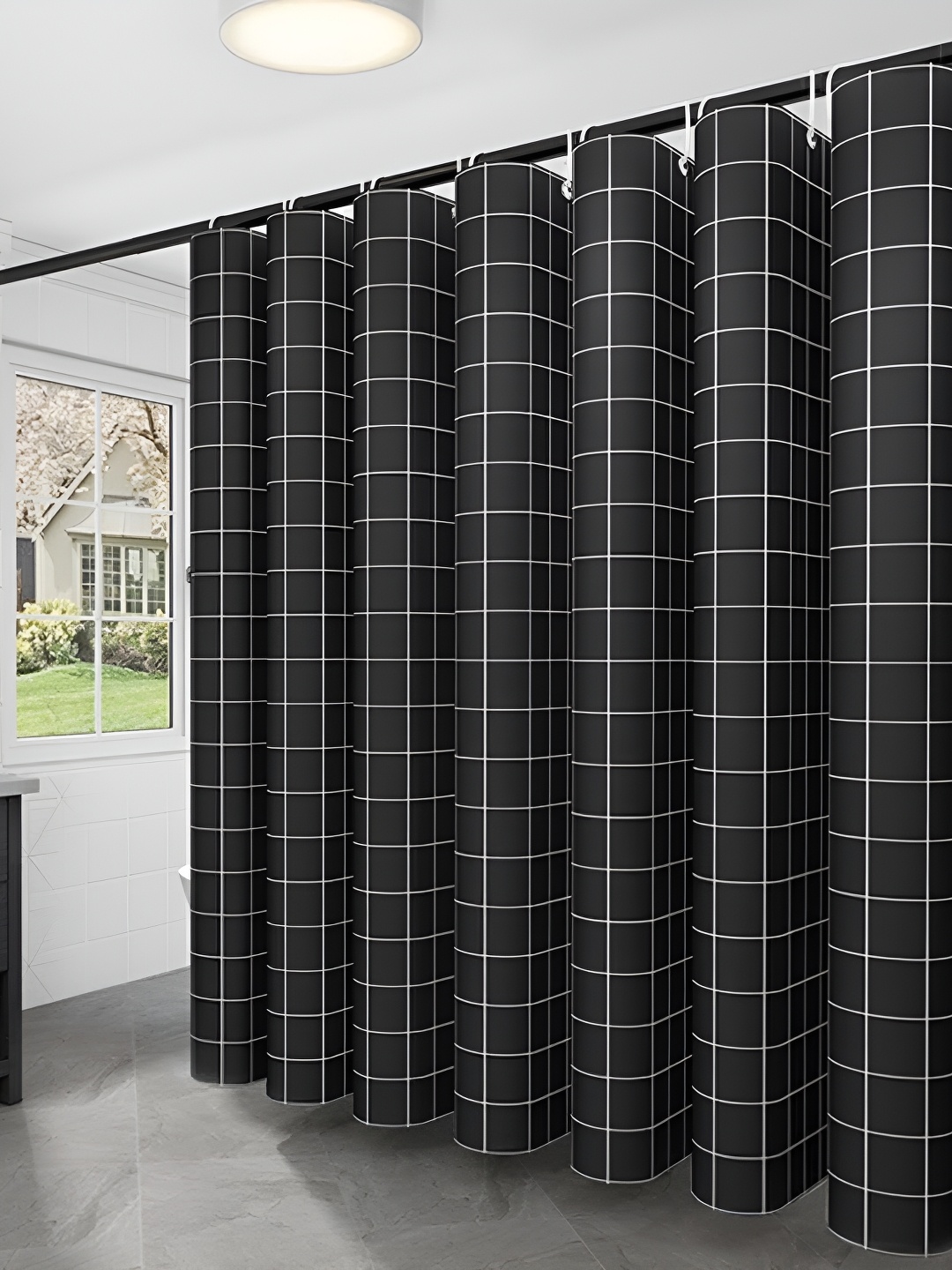 

HomeCloud Black & White Checked Waterproof Shower Curtain