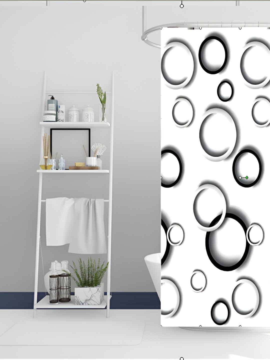 

HomeCloud White & Black Printed Waterproof Shower Curtain