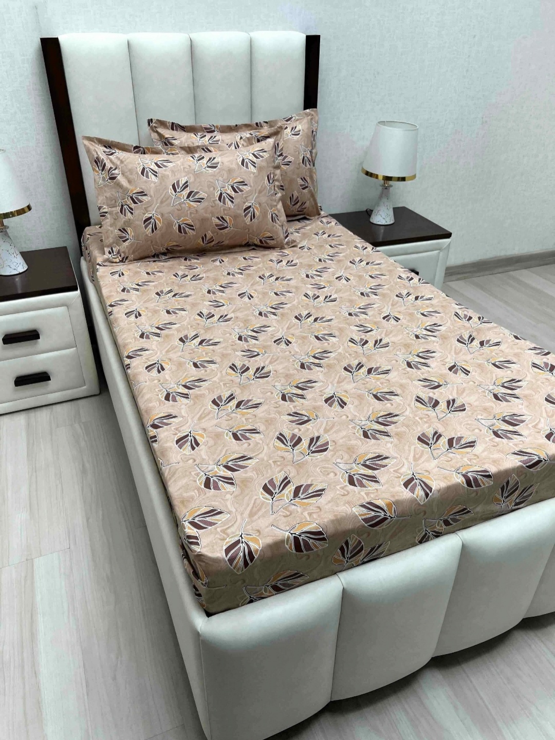

Pure Decor Cotton Single Bed Size Bedsheet With 2 Pillow Covers 1.73m X 2.36m, Brown