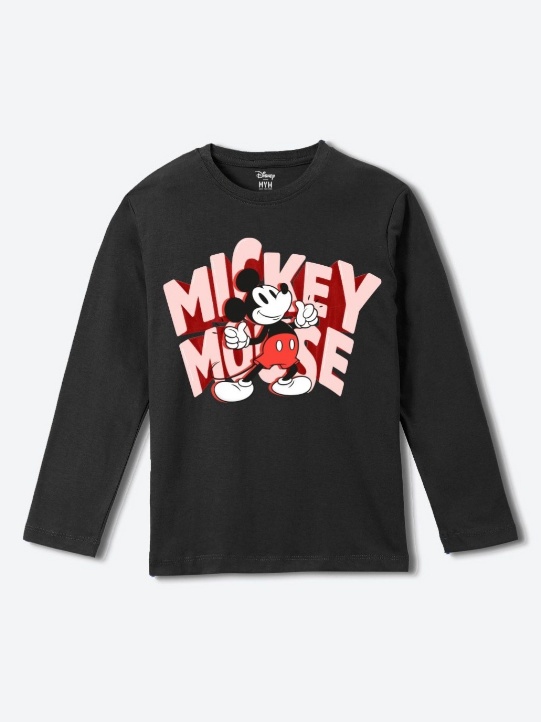 

Wear Your Mind Boys Mickey Mouse Graphic Printed Round Neck Pure Cotton T-shirt, Navy blue