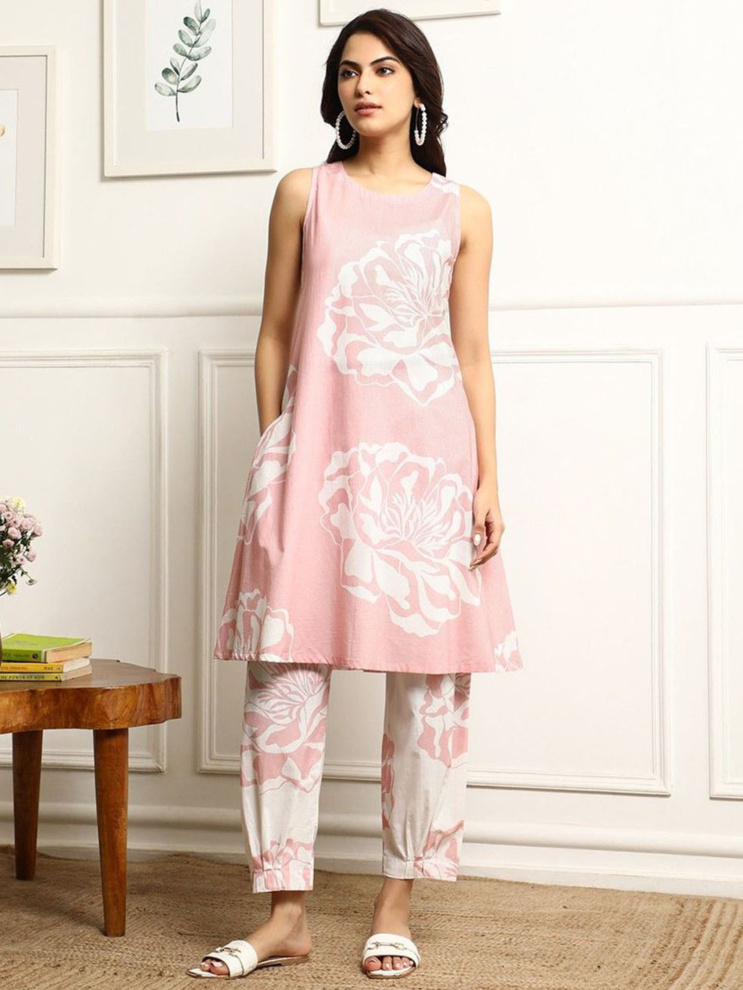 

Royal Export Floral Printed Tunic With Trousers, Pink