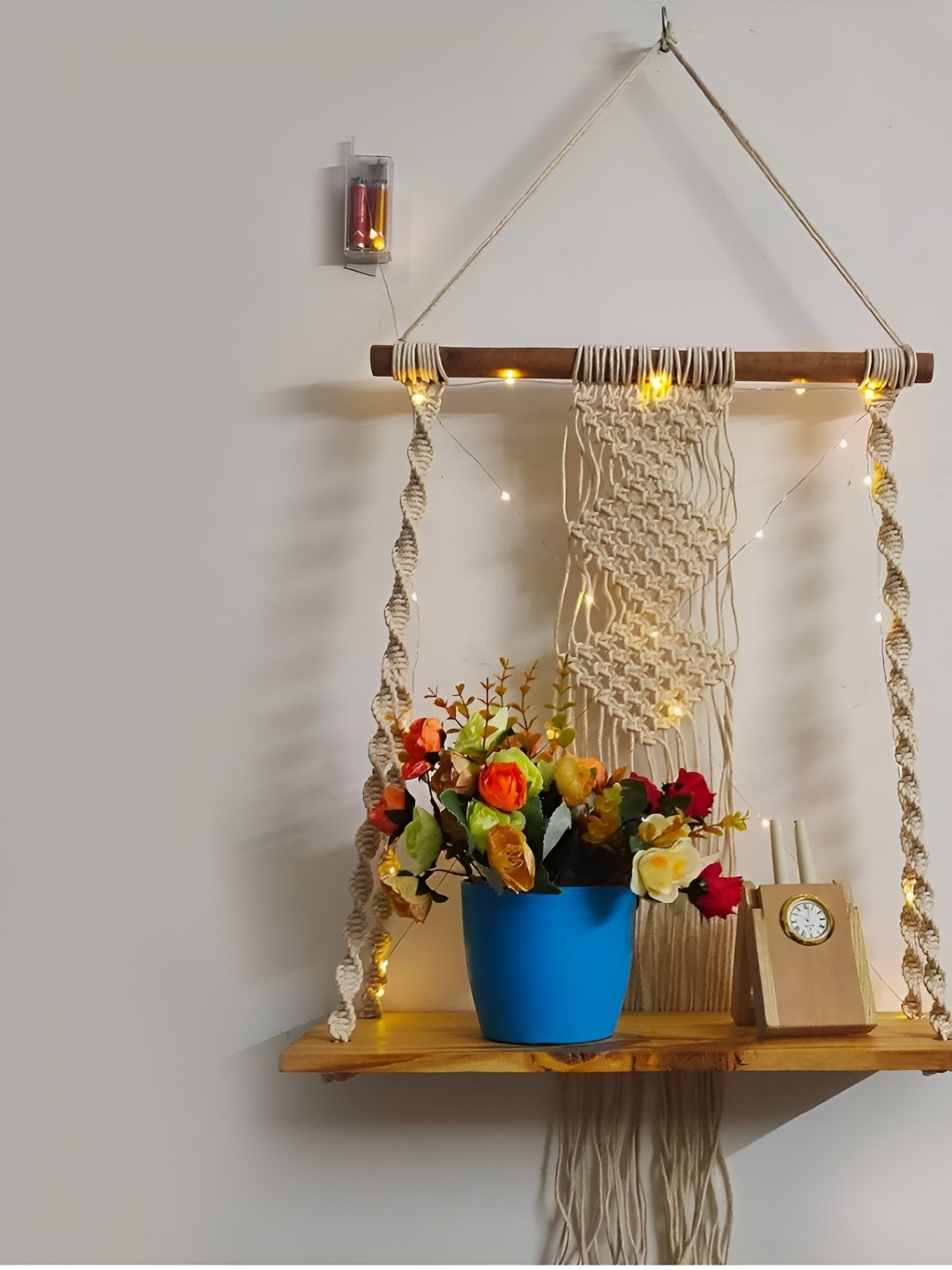 

VAH Kya Bat Hai !! Brown & White Wooden Shelf With LED Light