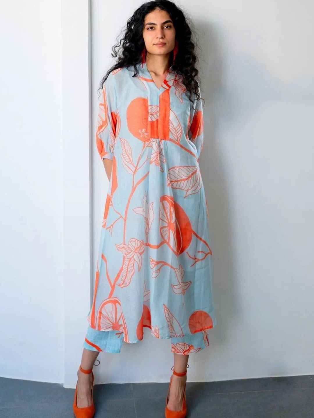 

Royal Export Floral Printed Flared Tunic With Trousers, Blue