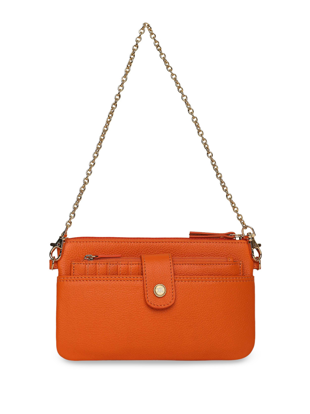 

RI2K LONDON Women Textured Leather Sling Bag, Orange