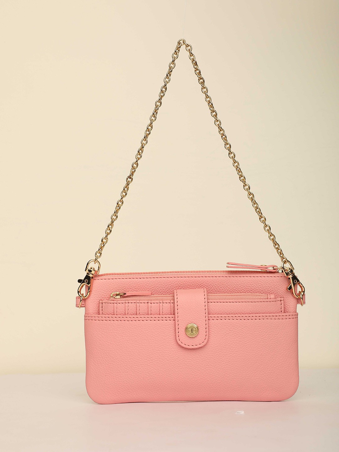 

RI2K LONDON Women Textured Leather Sling Bag, Pink
