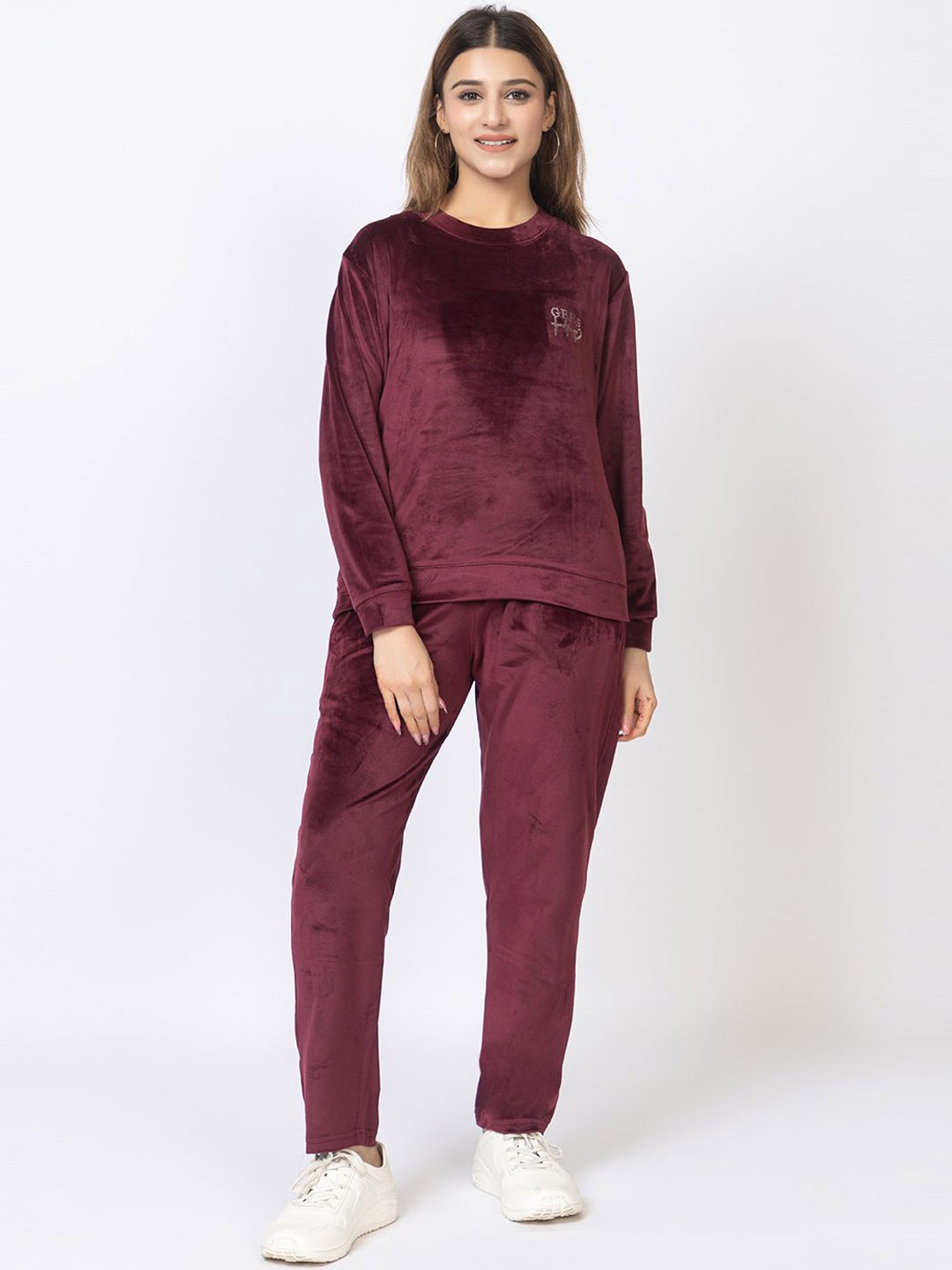 

GEE 5 Women Round Neck Night suit, Maroon
