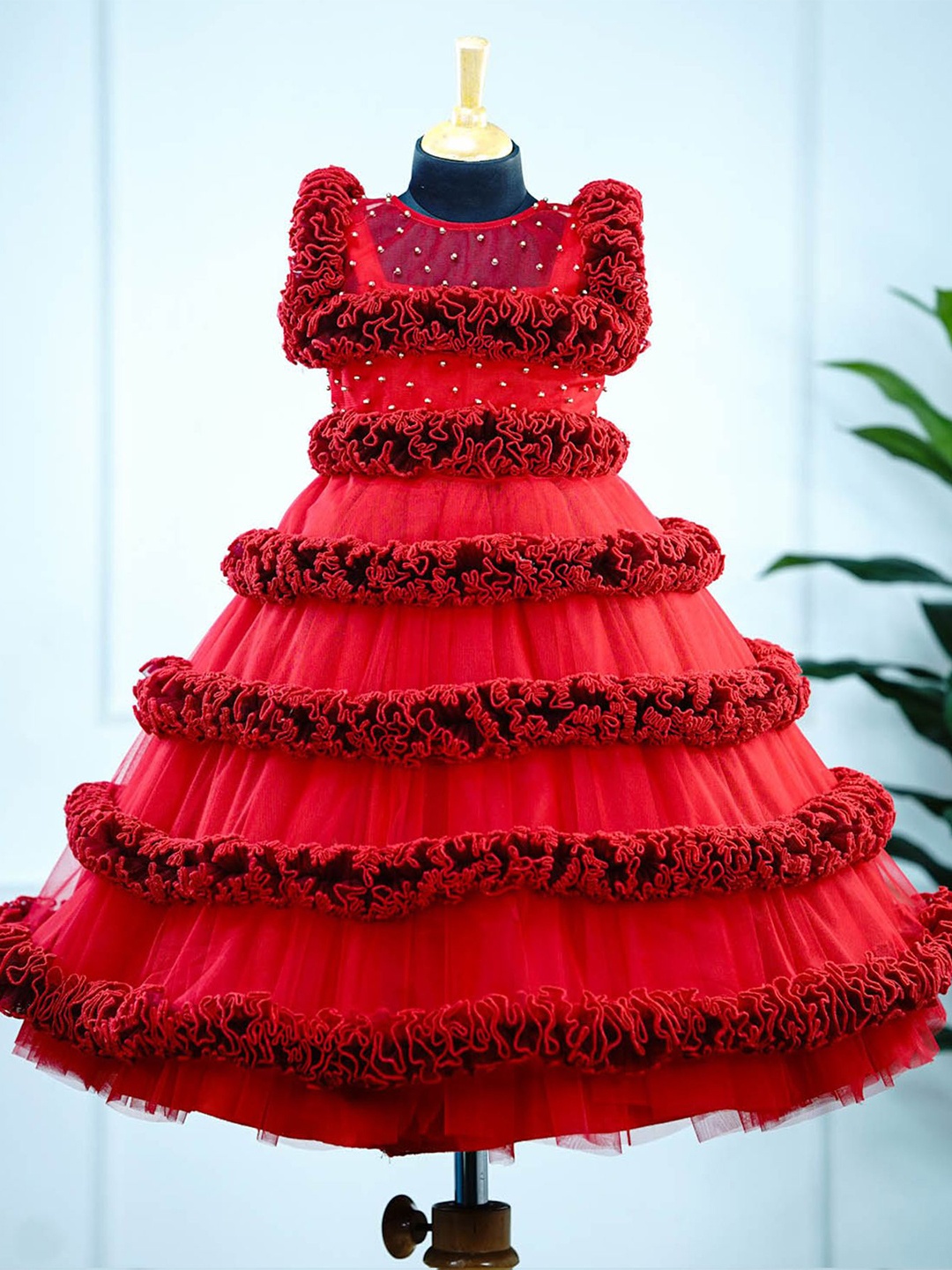 Li & Li Boutique Girls Gown Dress, Red