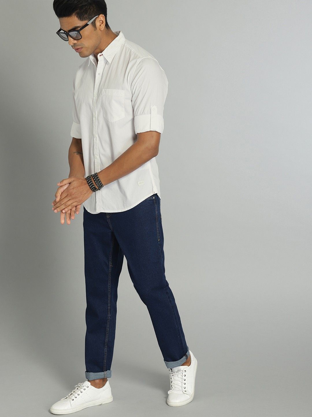

Fab Star Men Spread Collar Solid Cotton Casual Shirt, White