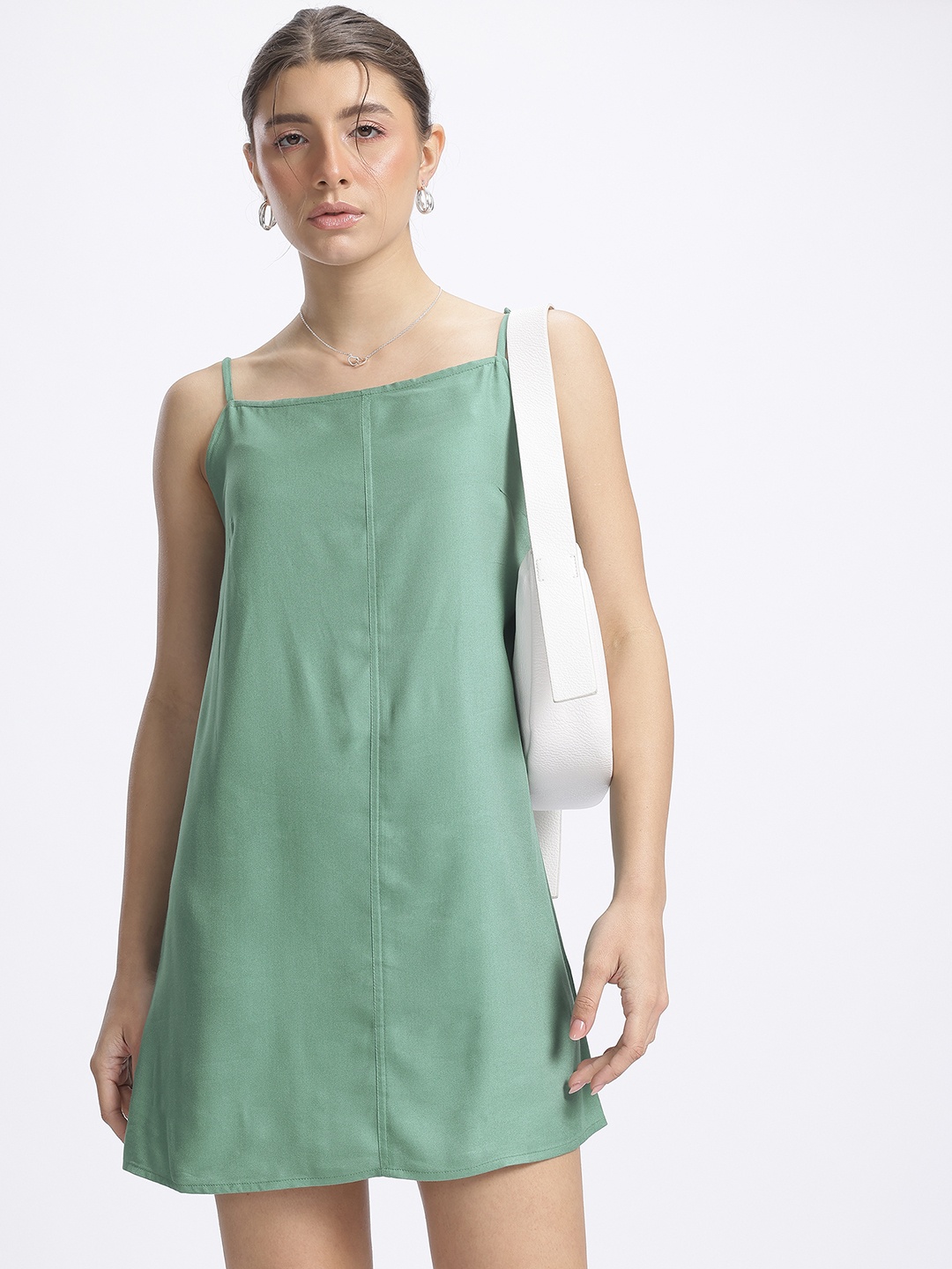 

glitchez Luxe Tied Up Slip Mini Dress, Green