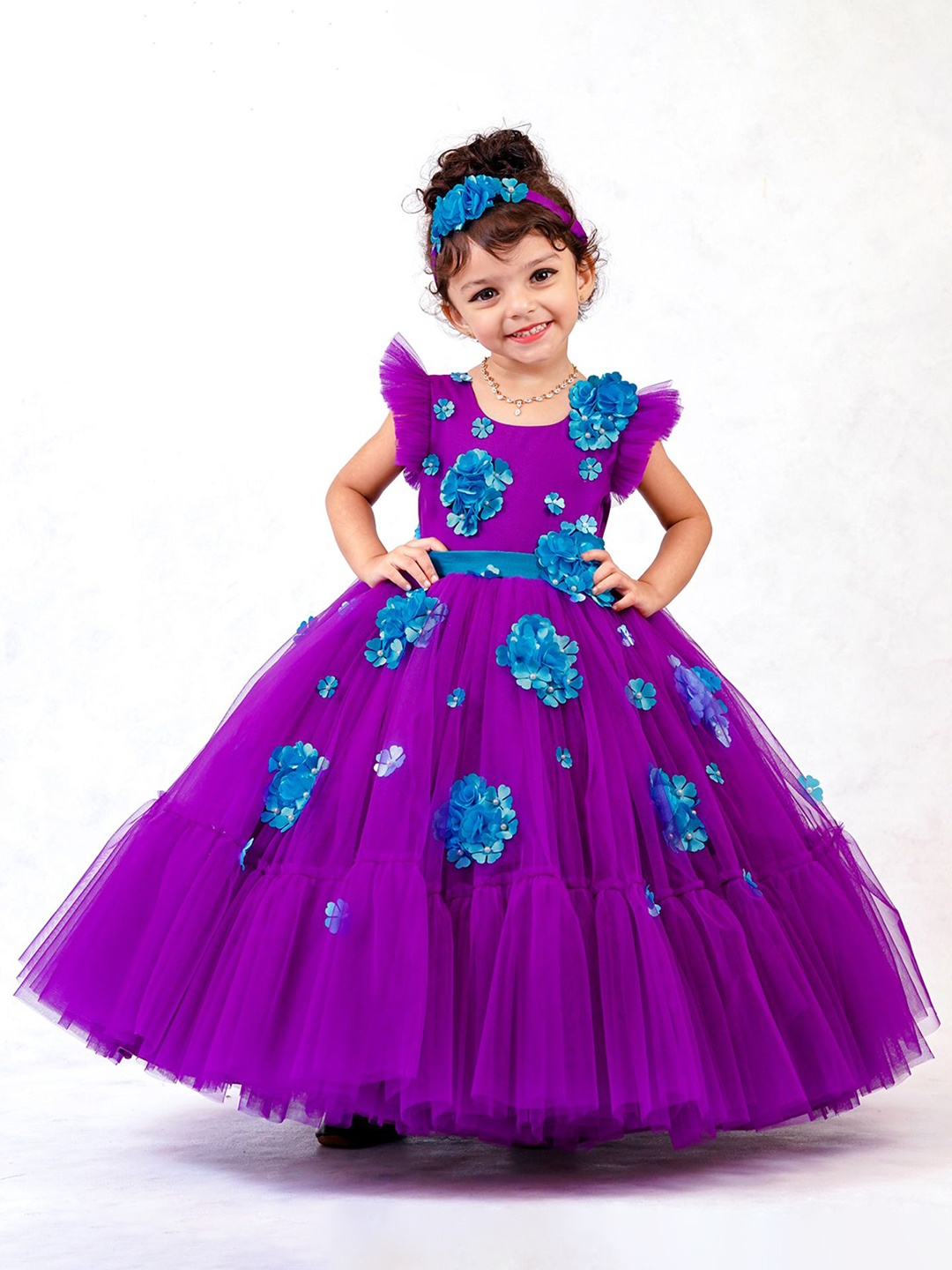 Li & Li Boutique Girls Fit & Flare Maxi Dress, Purple