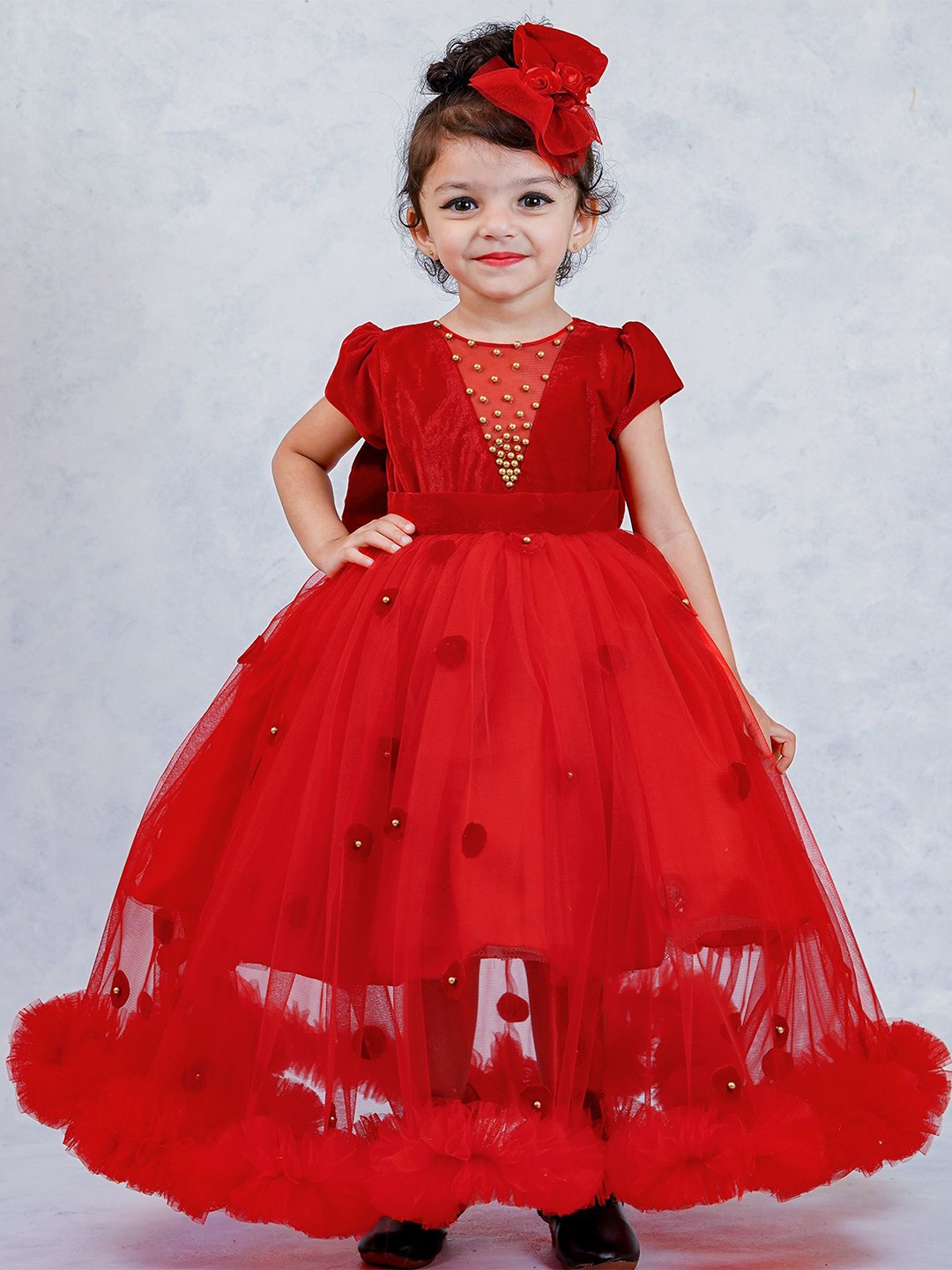 Li & Li Boutique Girls Embellished Gown Maxi Dress, Red