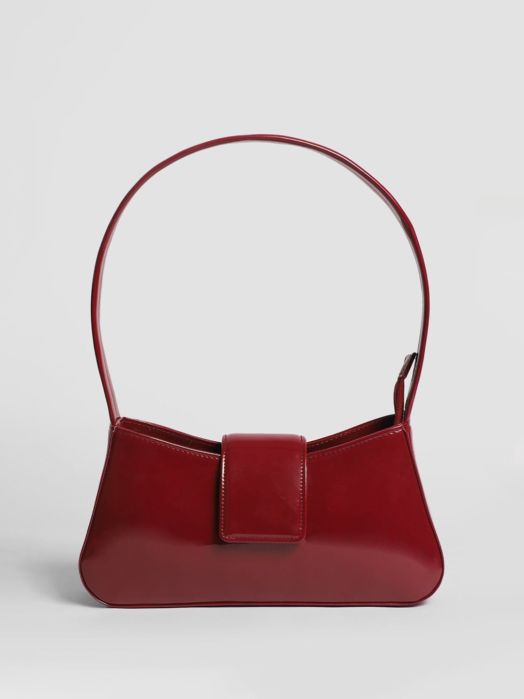 

LA ELLORE Colourblocked PU Structured Shoulder Bag with Tasselled, Red