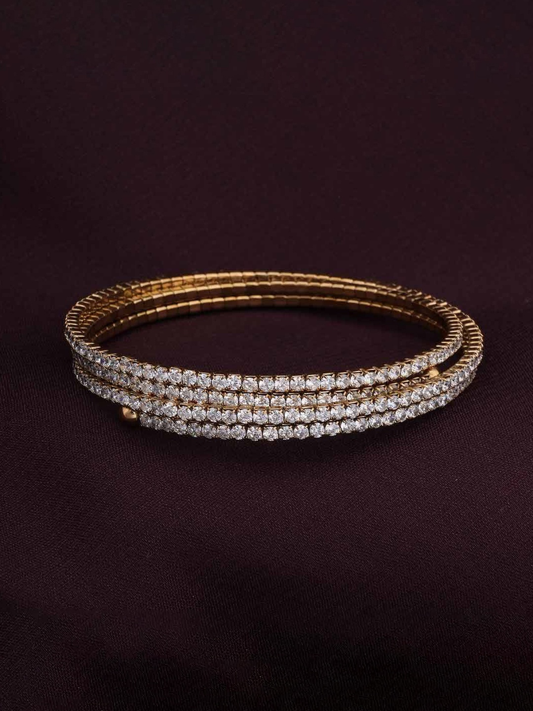 

PALMONAS Women Cubic Zirconia Gold-Plated Wraparound Bracelet