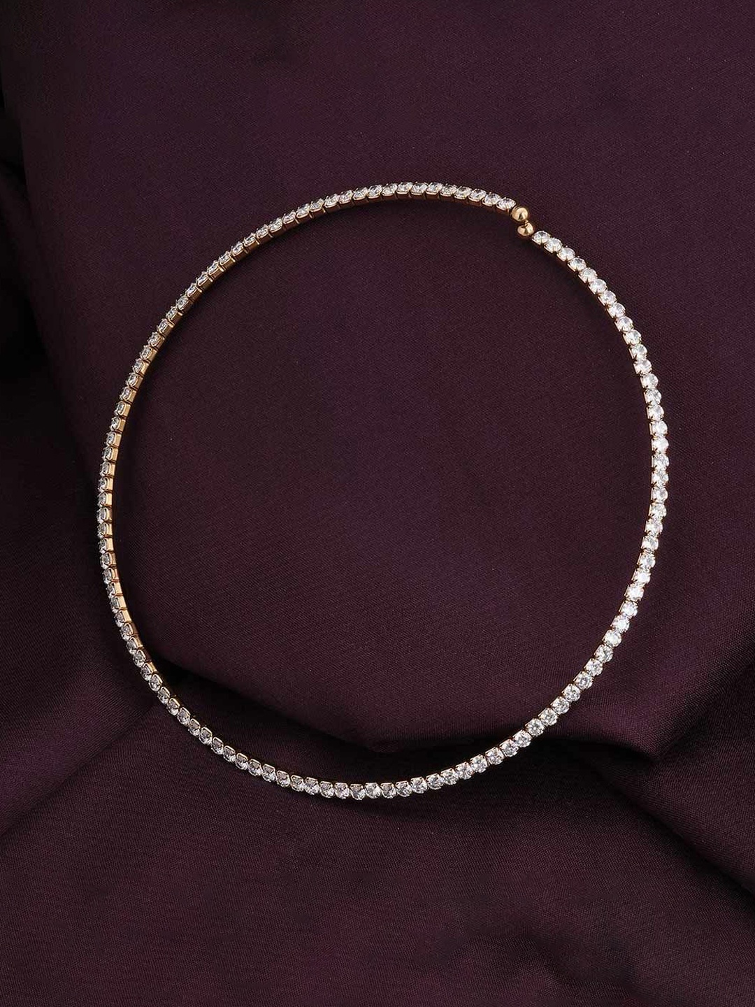 

PALMONAS Gold-Plated Stainless Steel Stone Studded Anti-Tarnish Circle Necklace