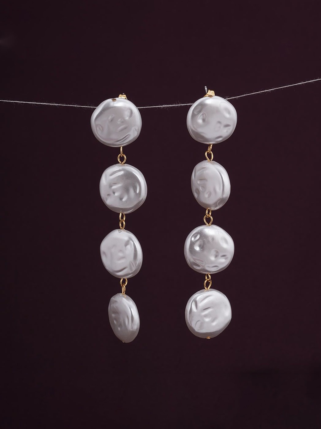 

PALMONAS Stainless Steel Gold Plated Classic Hoop Earrings, White