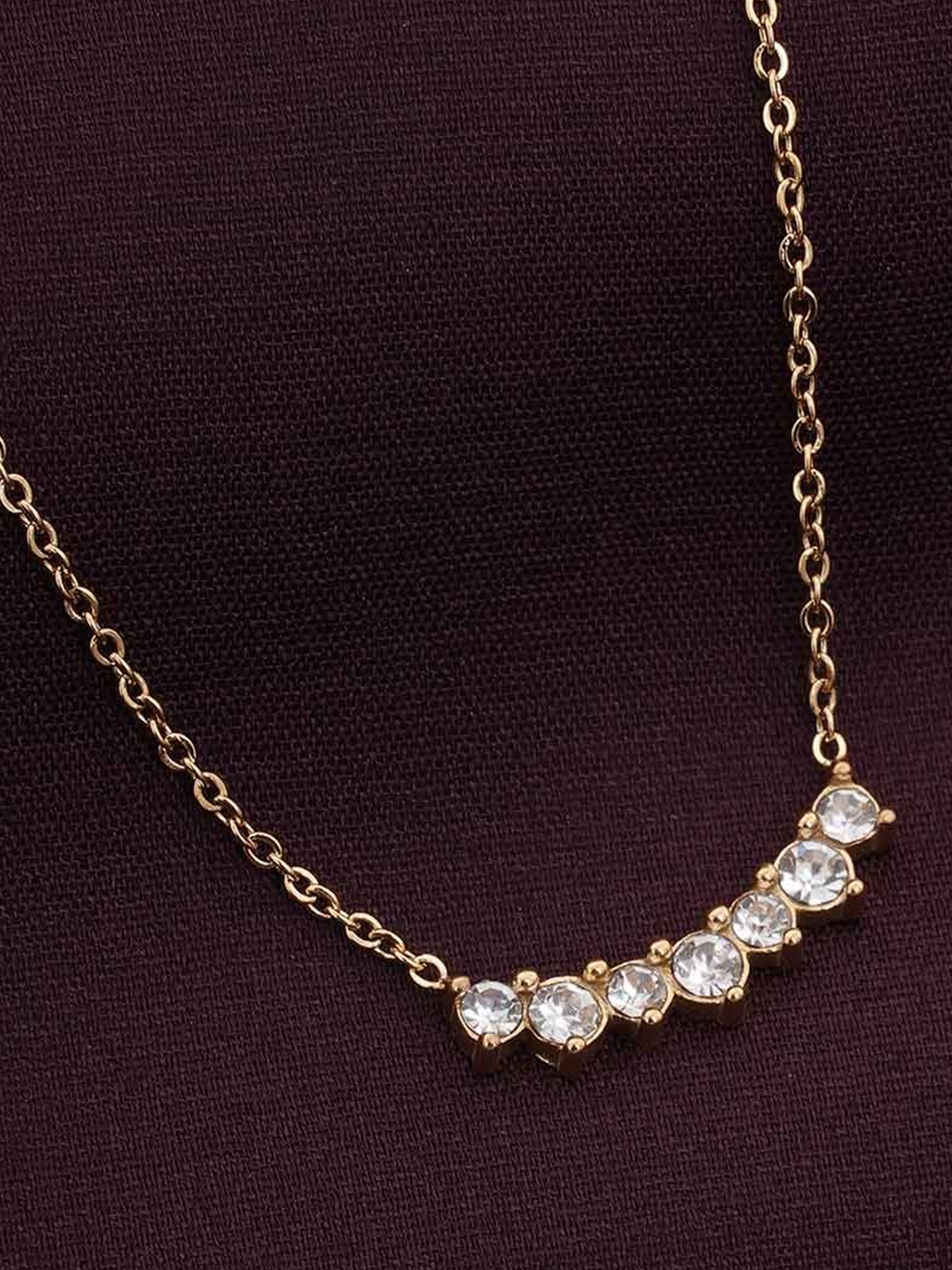 

PALMONAS 18KT Gold-Plated Stainless Steel CZ Stone-Studded Anti-Tarnish Necklace