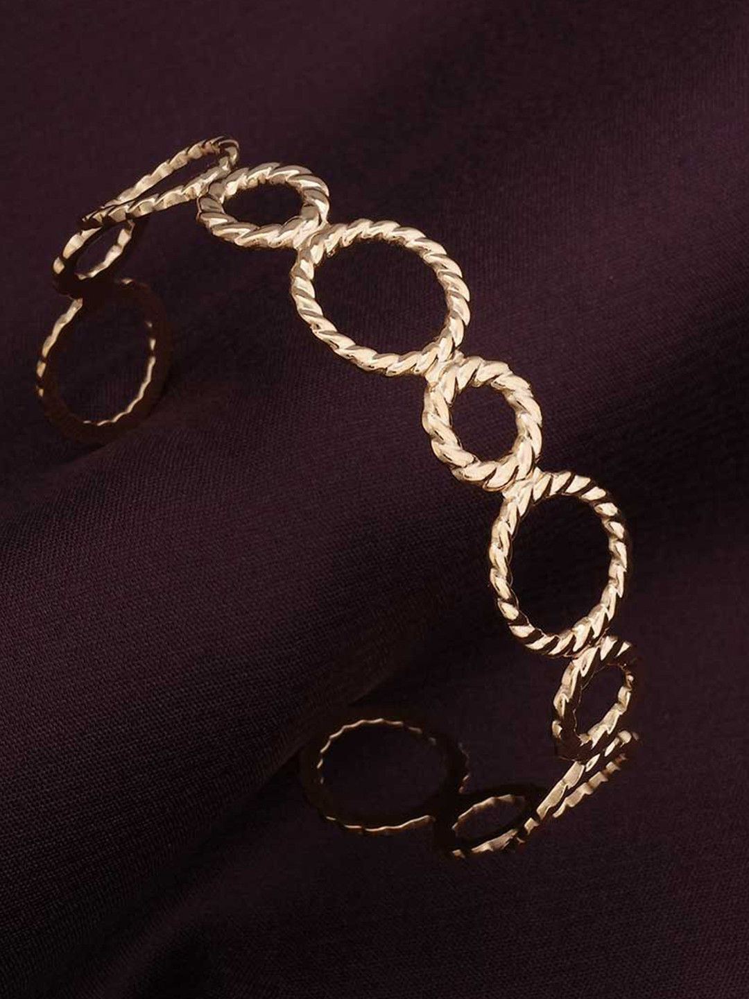 

PALMONAS Women Gold-Plated Stainless Steel Anti-Tarnish Hand-Hugging Cuff Bracelet