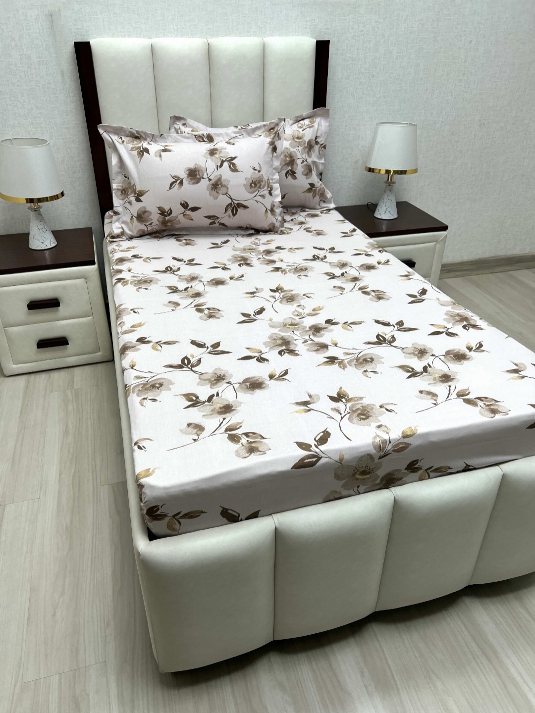 

Pure Decor Cotton Single Bed Size Bedsheet With 2 Pillow Covers 1.73m X 2.36m, Brown