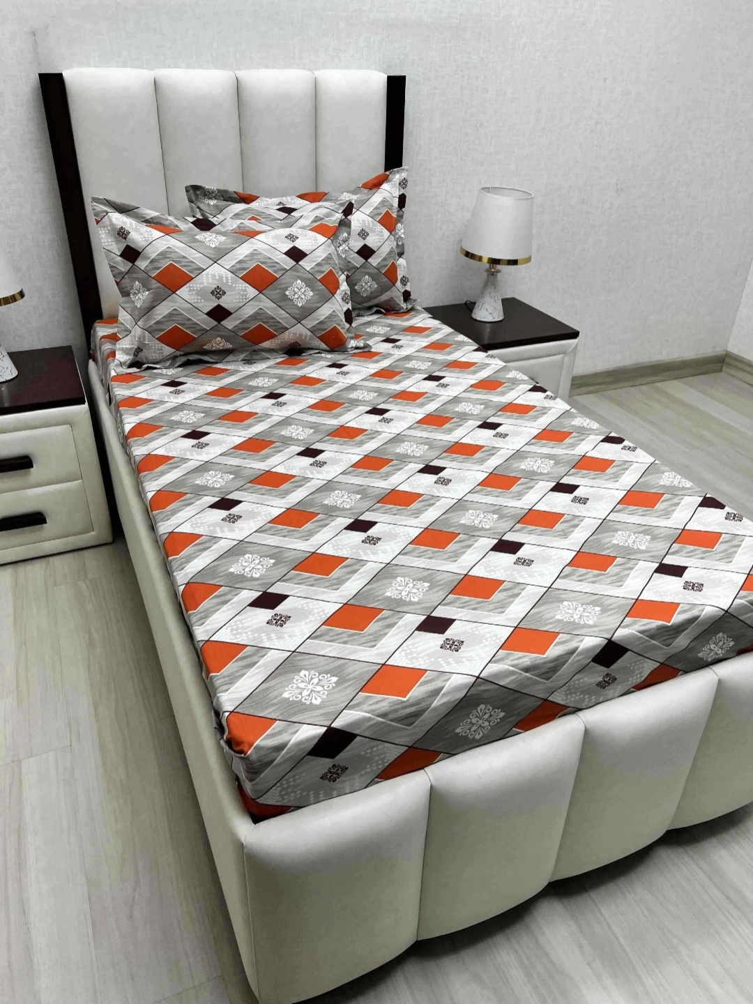

Pure Decor Cotton Single Bed Size Bedsheet With 2 Pillow Covers 1.73m X 2.36m, Grey